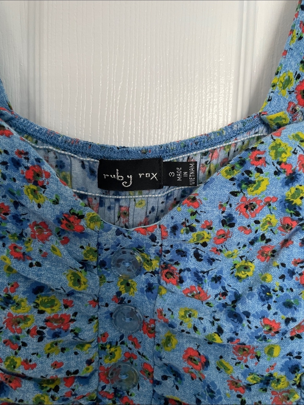 Ruby Rox Sky Blue Floral Ruffle Mini Dress - Picture 3 of 5